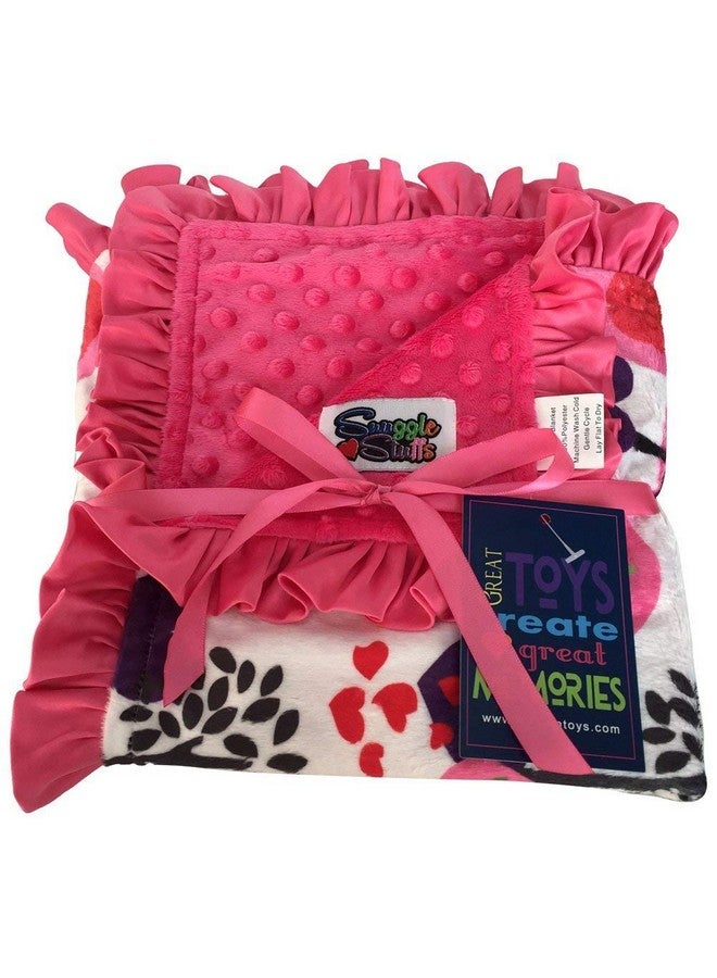 Snuggle Stuffs Baby Girls Reversible Minky Velboa Stroller Blanket (Safari/Hot Pink) - Image 1