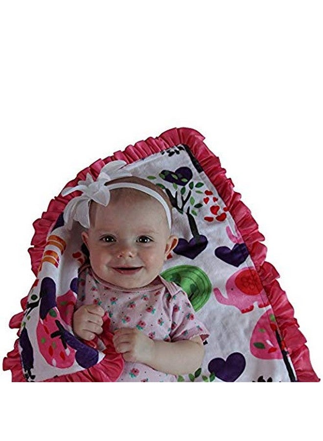 Snuggle Stuffs Baby Girls Reversible Minky Velboa Stroller Blanket (Safari/Hot Pink) - Image 3