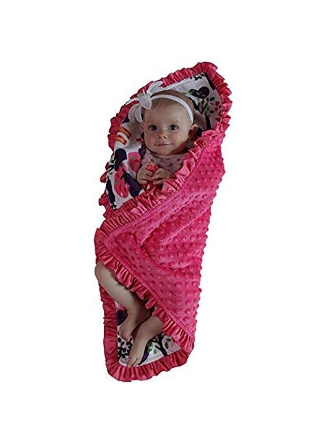 Snuggle Stuffs Baby Girls Reversible Minky Velboa Stroller Blanket (Safari/Hot Pink) - Image 4