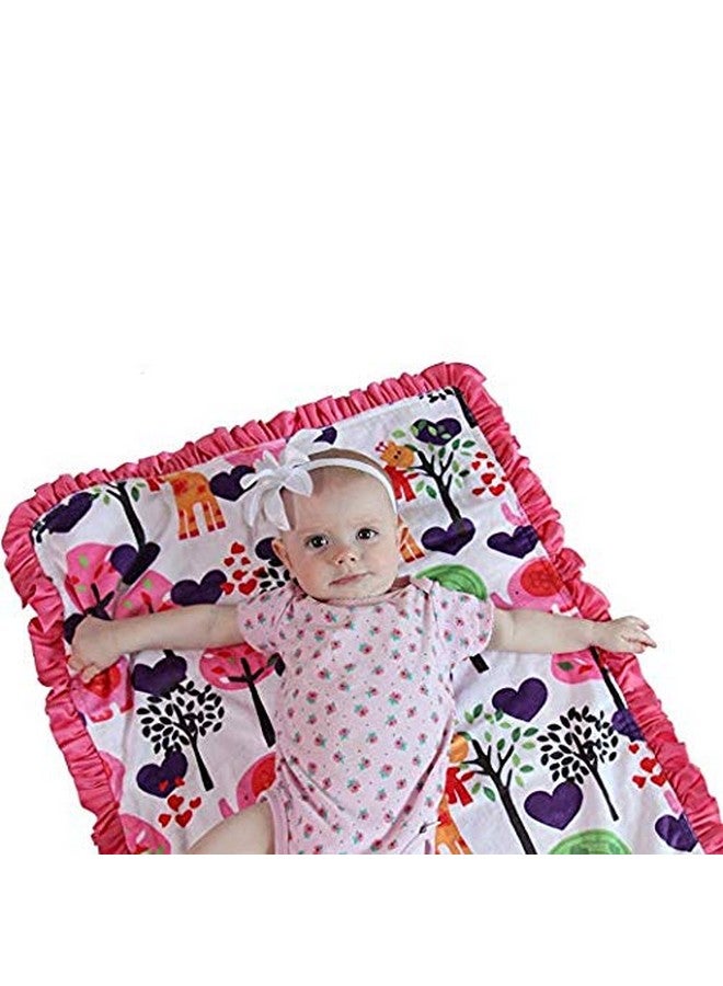 Snuggle Stuffs Baby Girls Reversible Minky Velboa Stroller Blanket (Safari/Hot Pink) - Image 2