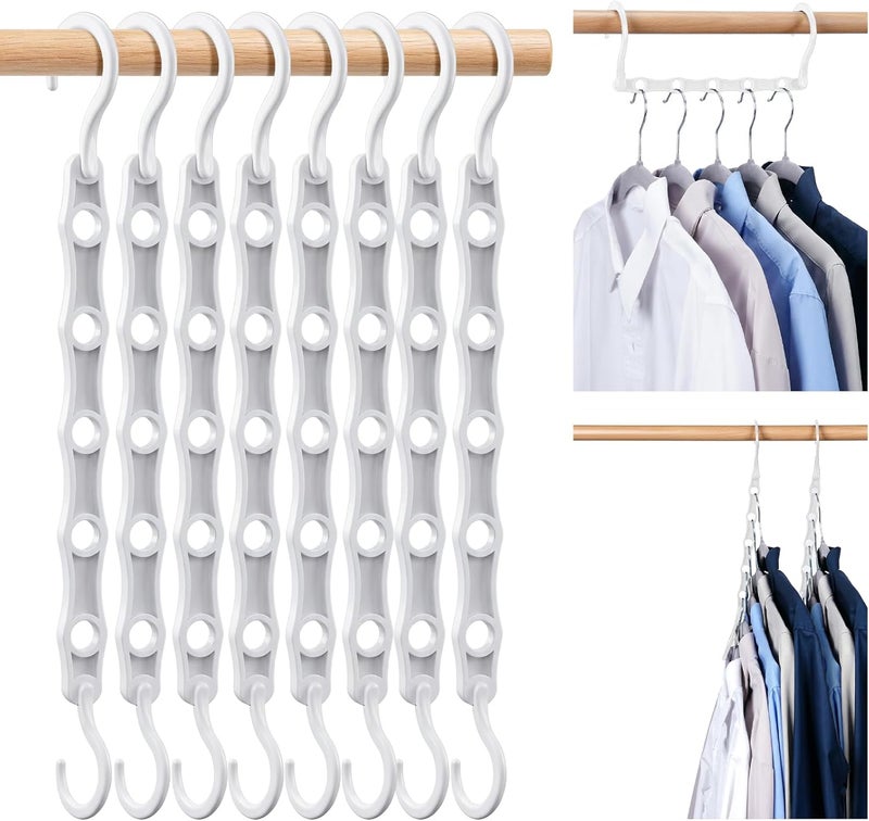 HOUSE DAY White Magic Space Saving Hangers, Premium Smart Hanger Hooks, Sturdy Cascading Hangers with 5 Holes for Heavy Clothes, Closet Organizers and Storage, College Dorm Room Essentials 10 Pack - Image 1