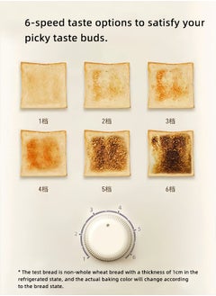 Favarey White Toaster, 220V, Double-Side Heating, 6- Browning settings, Defrost,Reheated&Cancel function,Wide Slots, Dual Independent Browning, Removable Crumb Tray, Stainless steel  - Image 2