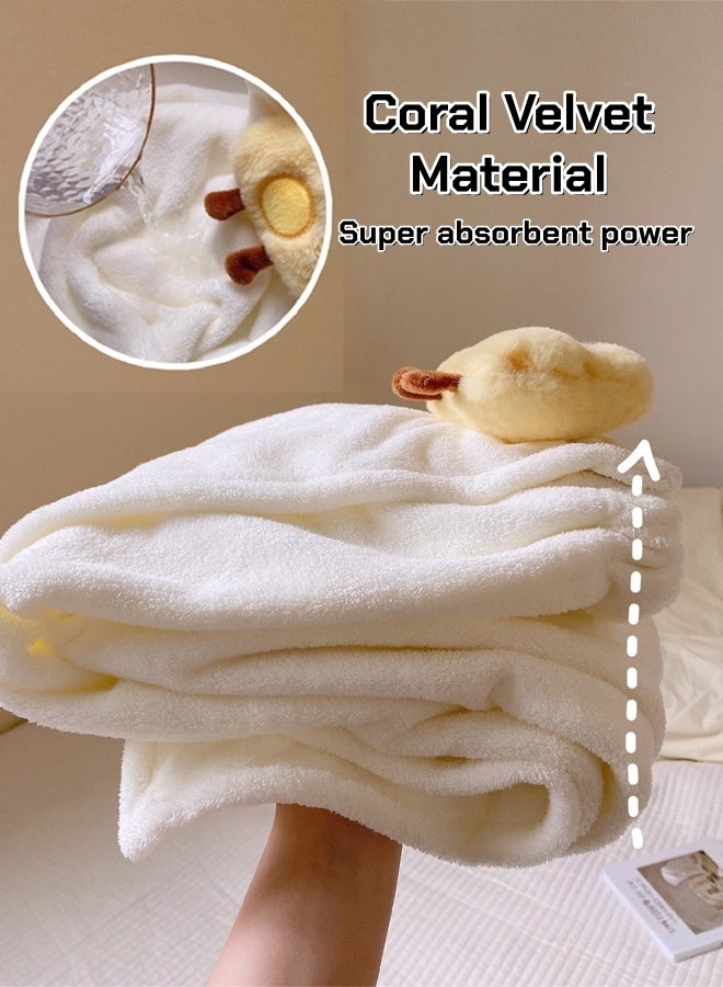 Bathrobe Set, Shower Wrap Towel, Hair Drying Cap, Towel, Soft & Ultra Absorbent Wearable Bath Towel Wrap Bathing Shower Cover Up Towel Coral Velvet Spa Bath Robe - Image 5