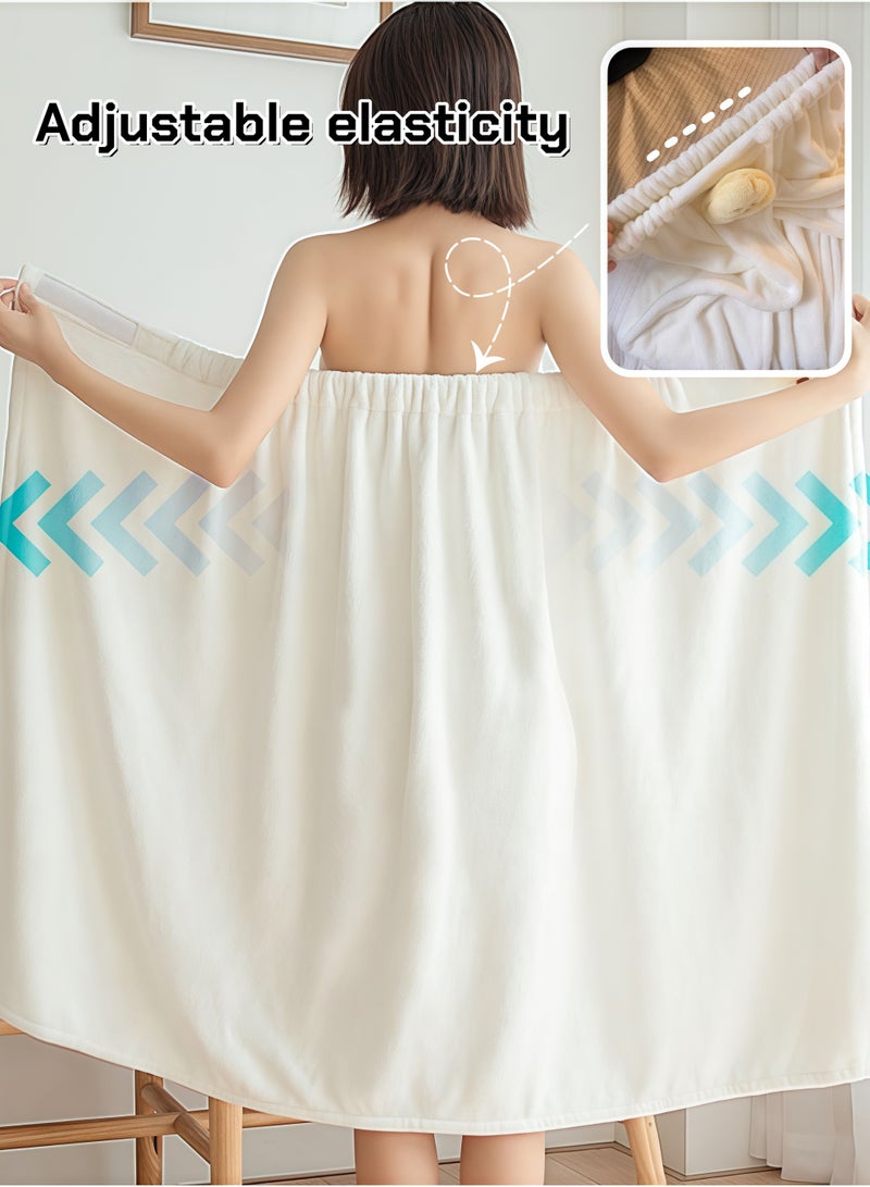 Bathrobe Set, Shower Wrap Towel, Hair Drying Cap, Towel, Soft & Ultra Absorbent Wearable Bath Towel Wrap Bathing Shower Cover Up Towel Coral Velvet Spa Bath Robe - Image 4