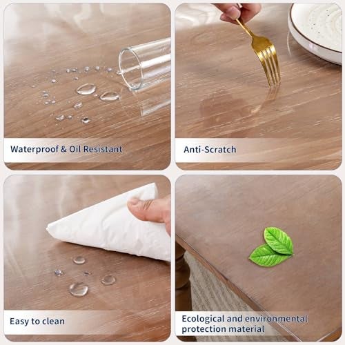 Eisdroma 14 x 24 Inch Clear Table Cover Protector, 2mm Thick Clear Desk Mat, Plastic Table Cover, Vinyl Table Protector, Desk Mats on Top of Desks - Image 5