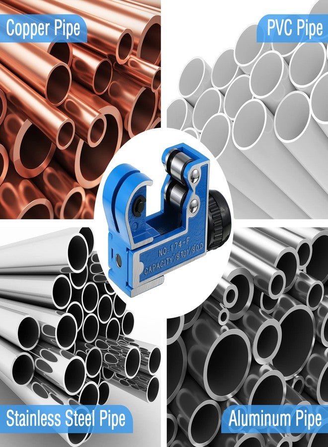 Dreyoo 2 Pcs Small Pipe Cutter Tool, Copper Tubing Cutter Set for 1/8 to 1-1/8 Inch (3-28 mm) Copper Pipe, Thin Stainless Steel Tubing, Metal, Plastic, Brass Plumbing - Image 4