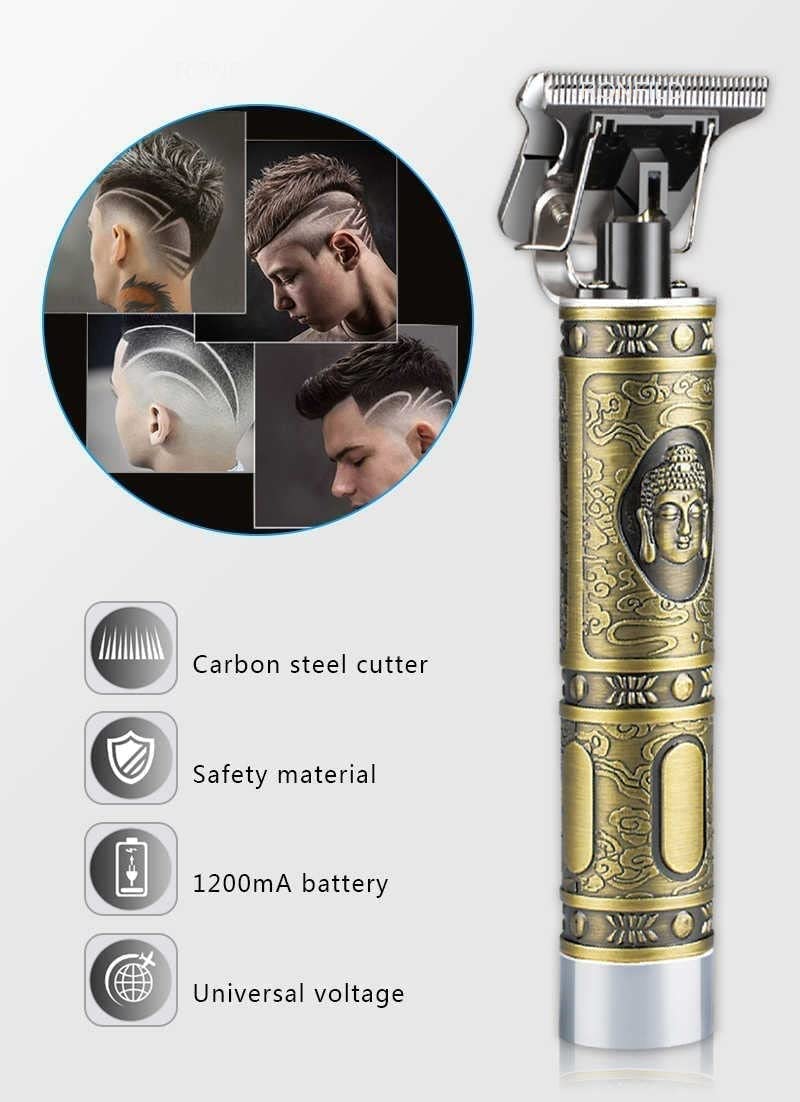 RONFILD Electric Rechargeable Hair Trimmer for Men Grooming Shaver For Men Professional Hair Clipper Retro Oil Head Close Cut Precise hair Trimming Machine Metallic Gold Pack of 1 - Image 5
