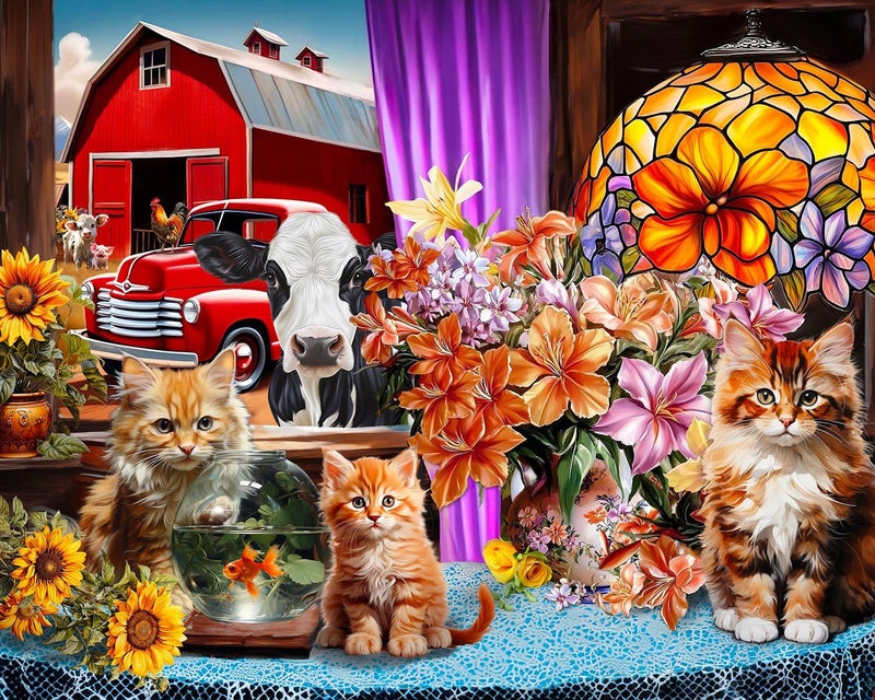 Springbok Farmhouse View 1500 Piece Puzzle for Adults Features a Colorful and Quaint Farmhouse Window View - Image 3