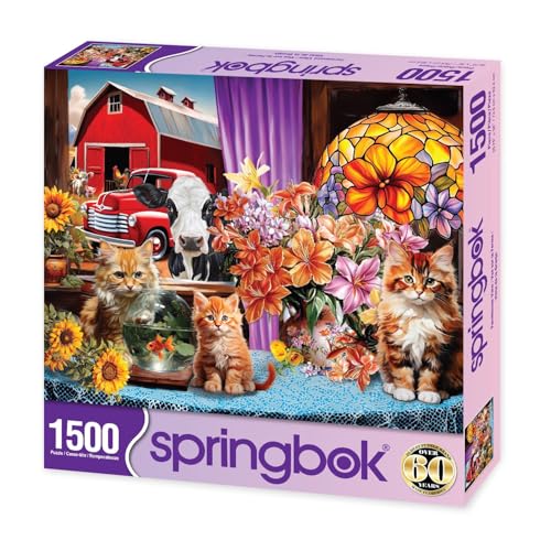Springbok Farmhouse View 1500 Piece Puzzle for Adults Features a Colorful and Quaint Farmhouse Window View - Image 5