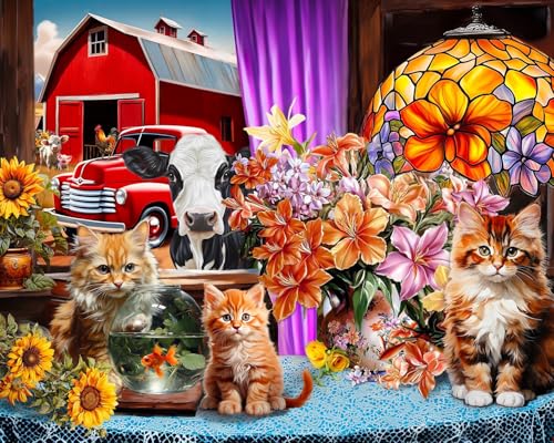 Springbok Farmhouse View 1500 Piece Puzzle for Adults Features a Colorful and Quaint Farmhouse Window View - Image 1