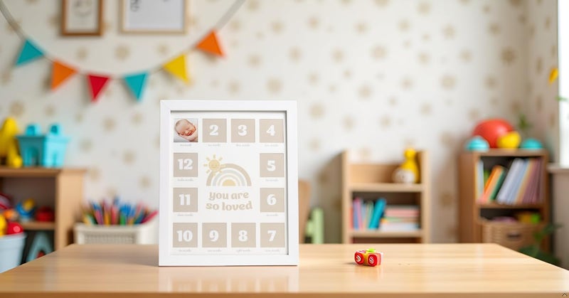 Kate & Milo My First Year Baby Photo Frame â€“ Monthly Milestone Picture Display, Keepsake Nursery Decor for Newborn Girl or Boy, "You Are So Loved" Sentiment, White - Image 4