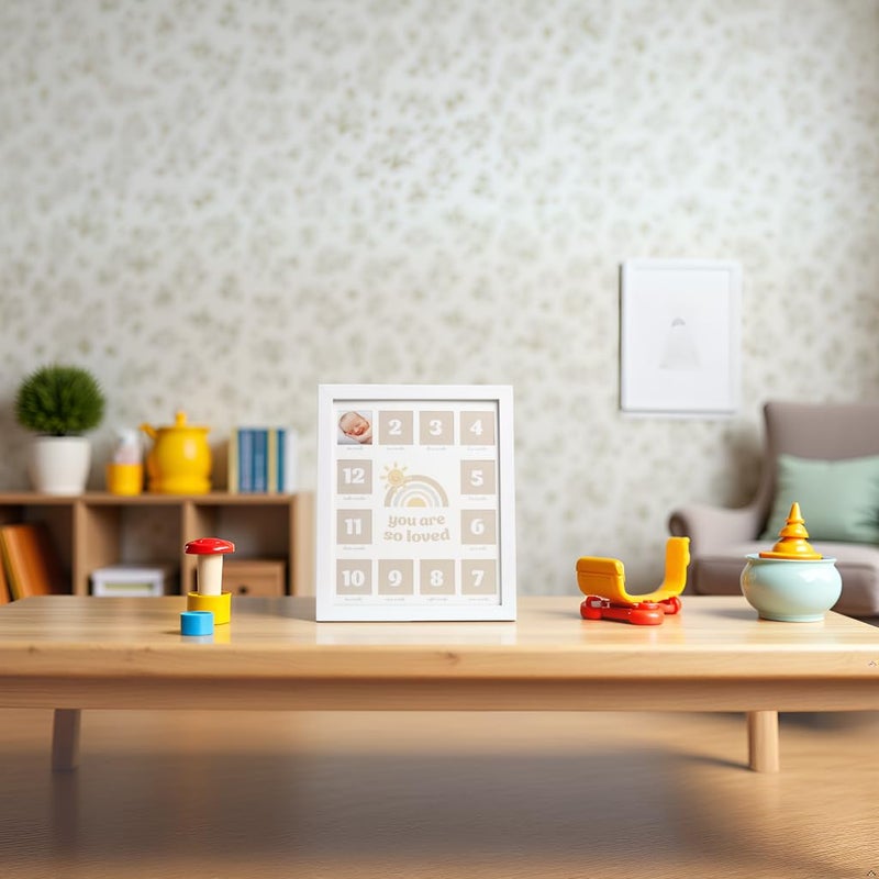 Kate & Milo My First Year Baby Photo Frame â€“ Monthly Milestone Picture Display, Keepsake Nursery Decor for Newborn Girl or Boy, "You Are So Loved" Sentiment, White - Image 3