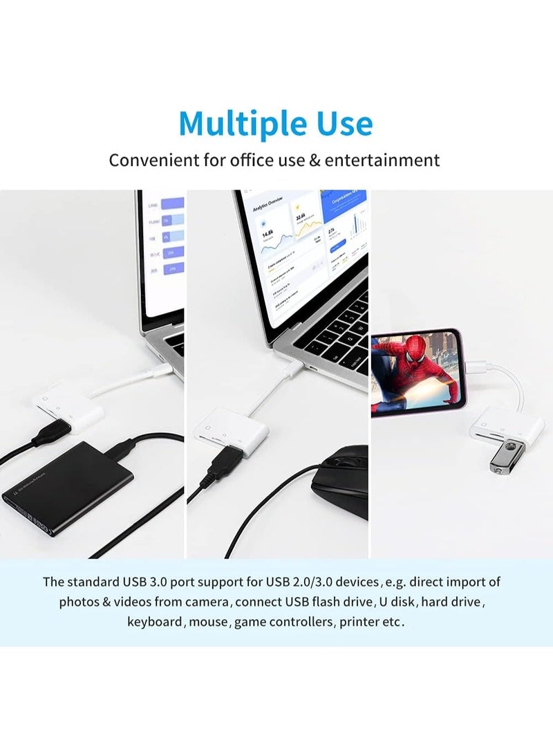 DPTER Multifunctional 3-in-1 USB C SD Card Reader,Type-C Card Reader for USB C Device ,TF Card Adapter Support Dual Read and Write, 3 in 1 USB C to USB Camera Memory Card Reader Adapter for New Pad Pro MacBook Pro and More UBC C Devices, White - Image 4