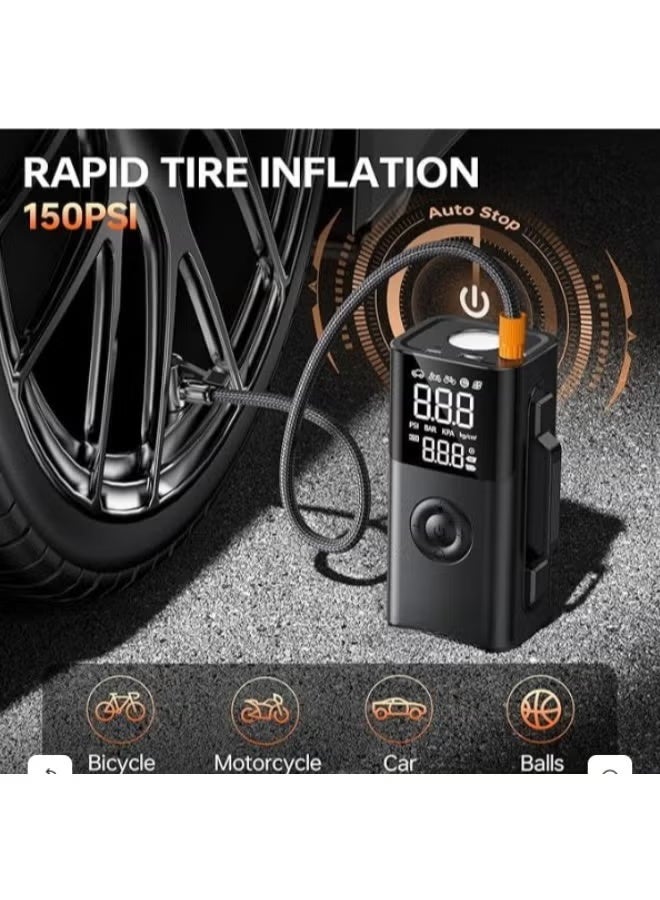 6-in-1 Car Jump Starter with Air Compressor - Powerful 4000A Peak Current - Portable Power Pack for 9L Gas/8L Diesel Engines - 150PSI Cordless Tire Inflator with Inflation & Deflation - Emergency LED Light - Image 3