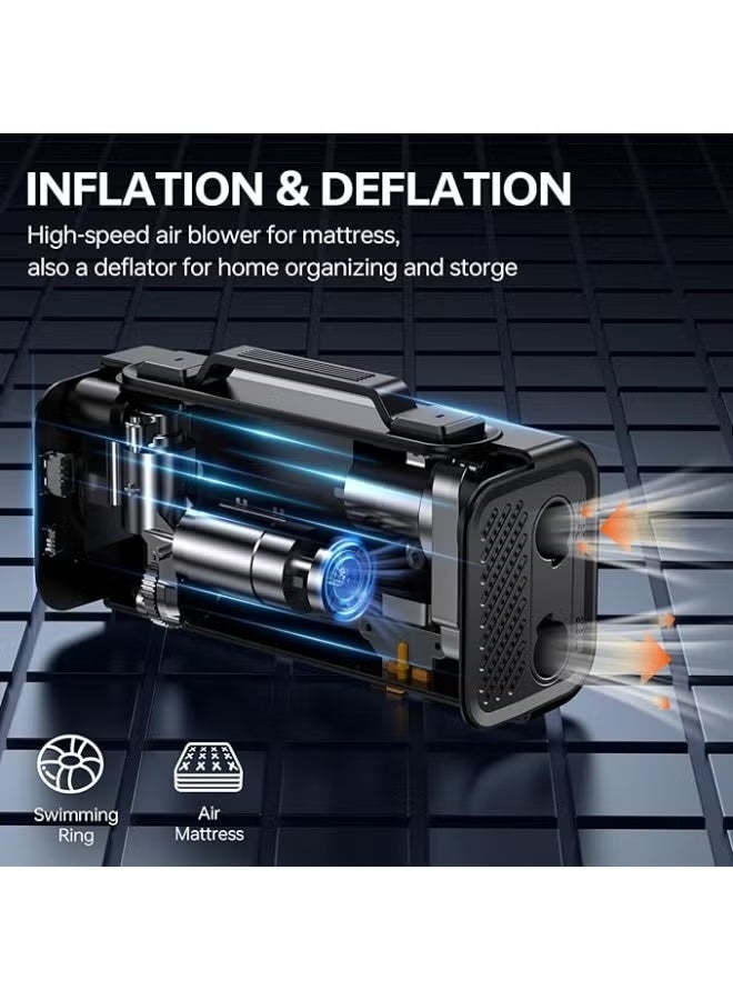 6-in-1 Car Jump Starter with Air Compressor - Powerful 4000A Peak Current - Portable Power Pack for 9L Gas/8L Diesel Engines - 150PSI Cordless Tire Inflator with Inflation & Deflation - Emergency LED Light - Image 2