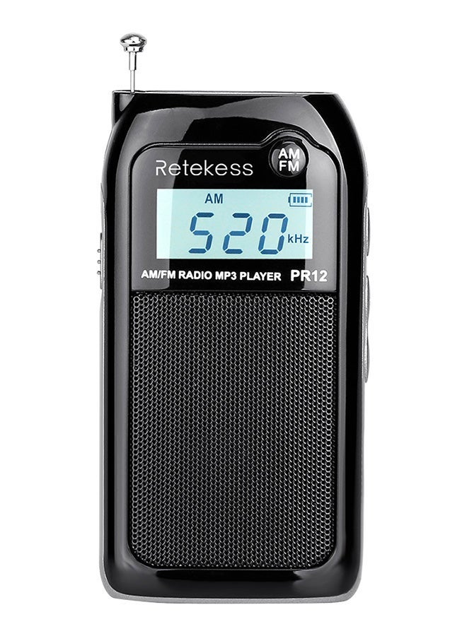 NIBEMINENT Portable AM/FM Digital Radio V476 Black - Image 1