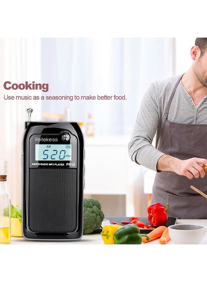 NIBEMINENT Portable AM/FM Digital Radio V476 Black - Image 2