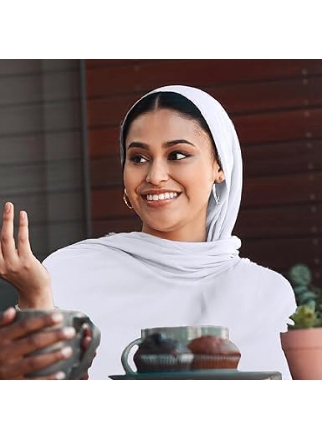 SYOSI Instant Hijab Scarf for Women, Chiffon Muslim Headscarf with Built-in Magnets & Undercap, Easy Wear Soft Shawl Wrap, Breathable Prayer Hijab for Daily Use & Special Occasions (White) - Image 5