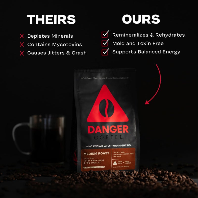 Danger Coffee by Dave Asprey, Remineralized, Mold Free & Lab Tested Ground Coffee, Medium Roast, 10.9 Ounce - Image 3