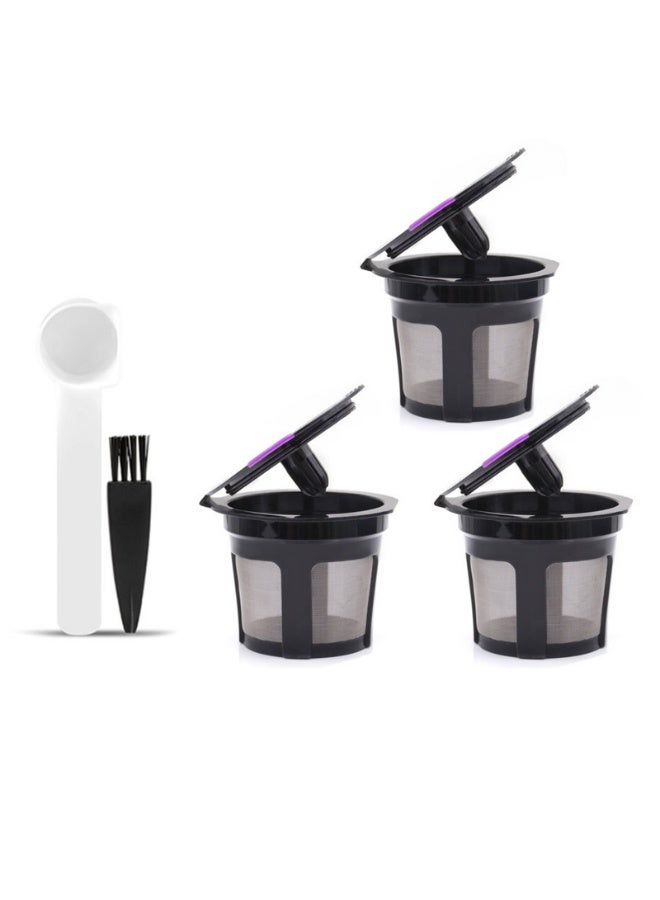 Reusable coffee filter cups K cups  coffee capsule plastic filters 3 with scoop brush - Image 1