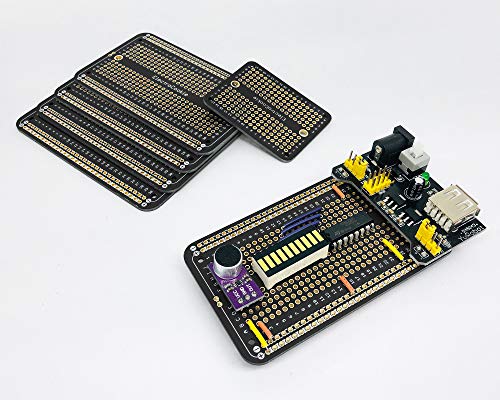 ElectroCookie Prototype PCB Solderable Breadboard for Electronics Projects Compatible for DIY Arduino Soldering Projects, Gold-Plated (5 Pack + 1 Mini Board, Matte Black) - Image 2
