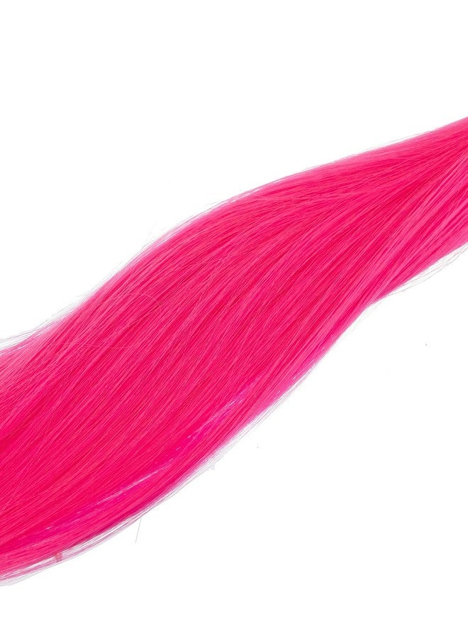 SWACC 12 Pcs Straight One Color Party Highlights Clip on in Hair Extensions For Women Colored Hair Streak Synthetic Hairpieces (Neon Pink) - Image 4