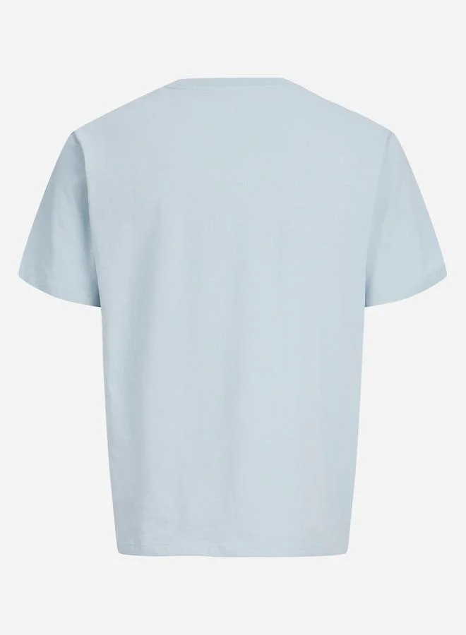 JACK & JONES Acid Blue Crew Neck Logo Print T-Shirt