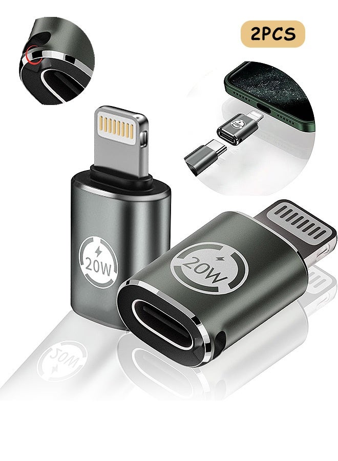 Gecomo 2 Pcs USB C Female to Lightning Male Adapter Supports, 20W PD Fast Charging Data Transfer, For for iPhone 14/13/12/11/XS/XR and iPad/iPod/AirPods - Image 1