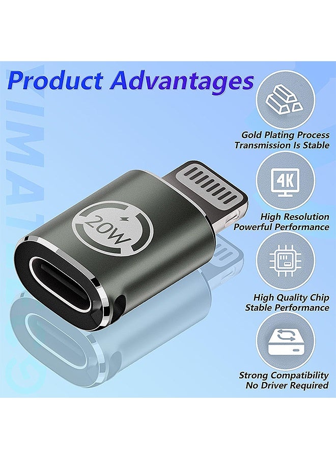 Gecomo 2 Pcs USB C Female to Lightning Male Adapter Supports, 20W PD Fast Charging Data Transfer, For for iPhone 14/13/12/11/XS/XR and iPad/iPod/AirPods - Image 3