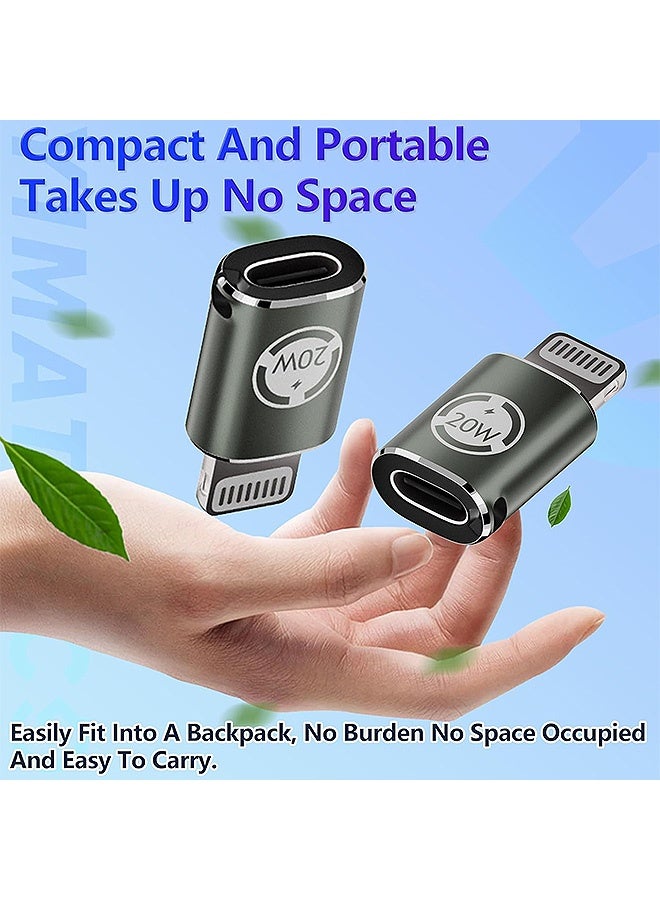 Gecomo 2 Pcs USB C Female to Lightning Male Adapter Supports, 20W PD Fast Charging Data Transfer, For for iPhone 14/13/12/11/XS/XR and iPad/iPod/AirPods - Image 4
