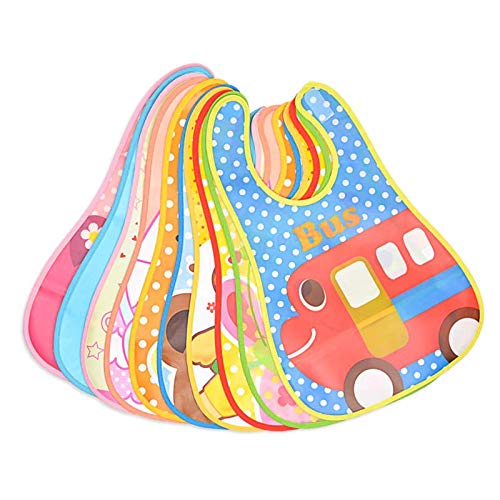 Uber World Waterproof EVA Baby Apron for Feeding and Craft Activities, with Food Packet, Cute Prints, Reinforced Edges, Multi Colors, Pack of 3… - Image 5