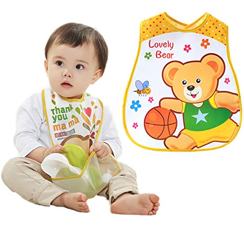 Uber World Waterproof EVA Baby Apron for Feeding and Craft Activities, with Food Packet, Cute Prints, Reinforced Edges, Multi Colors, Pack of 3… - Image 2