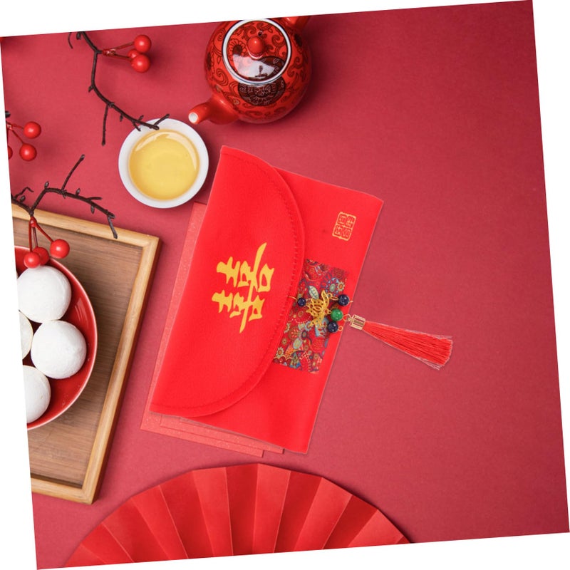 Traditional Chinese Wedding Red Envelope Multi Color Fabric Packet For Cash Cards - Image 5