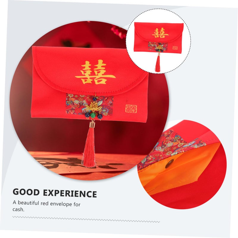 Traditional Chinese Wedding Red Envelope Multi Color Fabric Packet For Cash Cards - Image 4