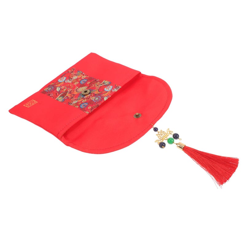Traditional Chinese Wedding Red Envelope Multi Color Fabric Packet For Cash Cards - Image 2