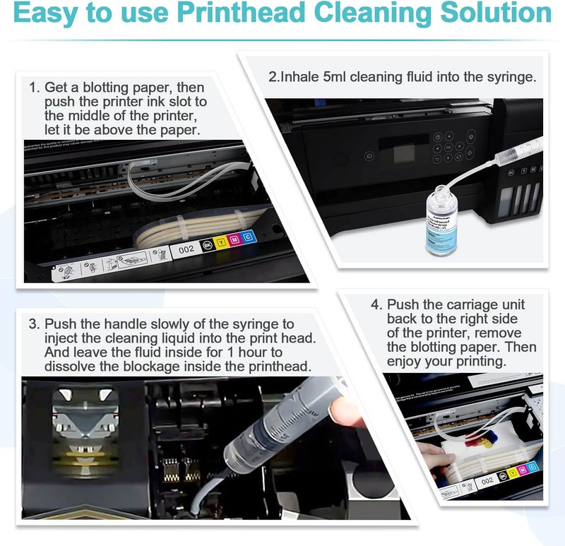 Absonic Printhead Cleaning Kit 100mL for Epson, Printer Cleaning Kit for HP, Inkjet Printer Head Cleaning Kit for Brother, Printer Cleaner Kit Nozzle Cleaner for Canon, Printer Print Head Cleaning Kit for DTF - Image 5