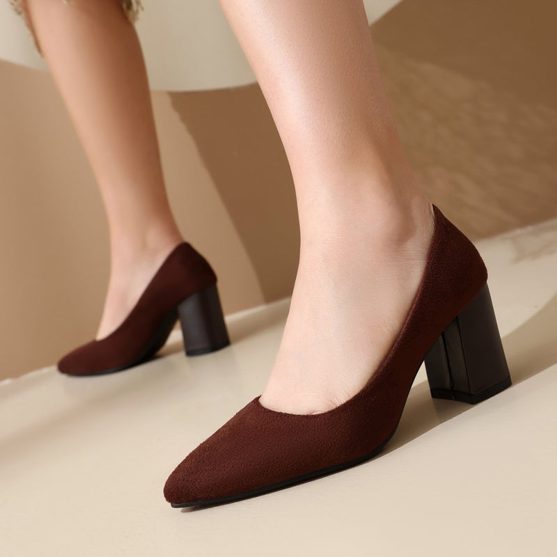 In The Spring Of 2024 Fashion High-Heeled Office Women'S Shoes 40-48 Plus Size Solid Color Shallow Mouth Shoes - Image 2