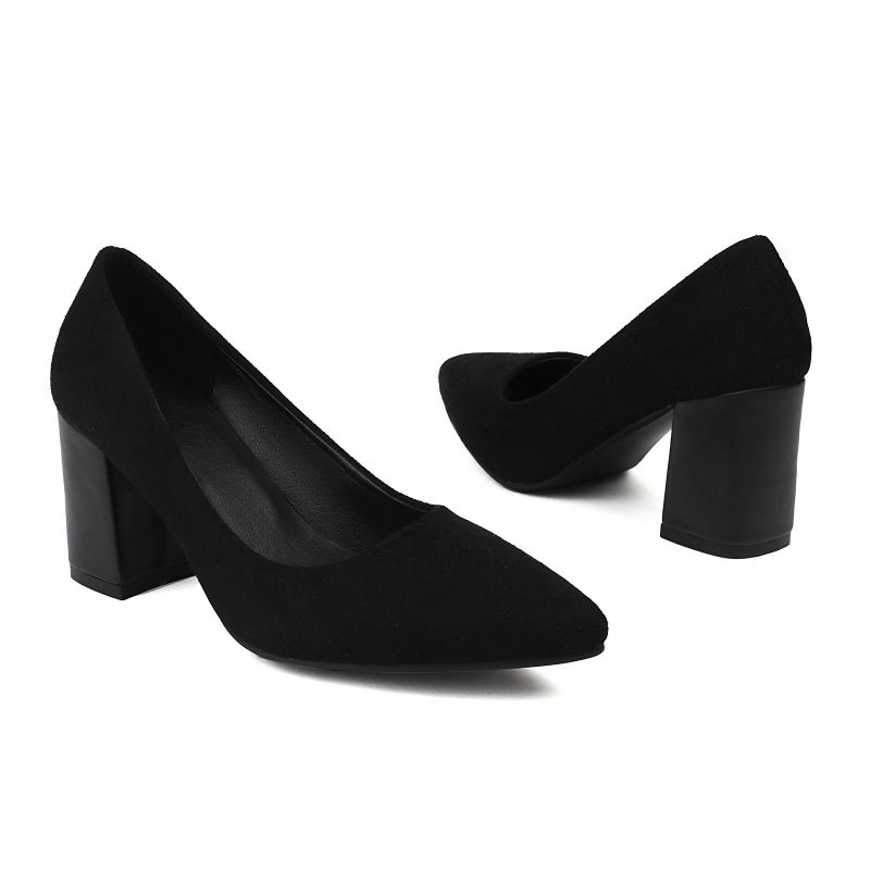 In The Spring Of 2024 Fashion High-Heeled Office Women'S Shoes 40-48 Plus Size Solid Color Shallow Mouth Shoes - Image 1