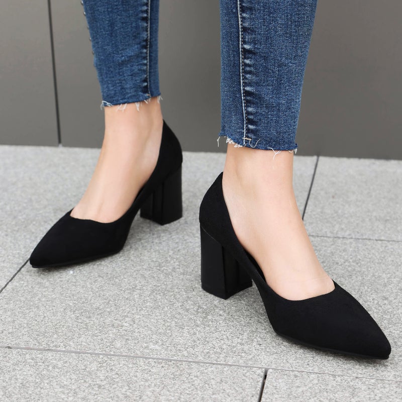 In The Spring Of 2024 Fashion High-Heeled Office Women'S Shoes 40-48 Plus Size Solid Color Shallow Mouth Shoes - Image 3