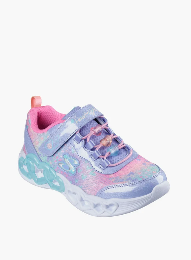 سكيتشرز Girls' INFINITE HEART LIGHTS Sports Shoes with Hook and Loop Closure -303261L-LVMT