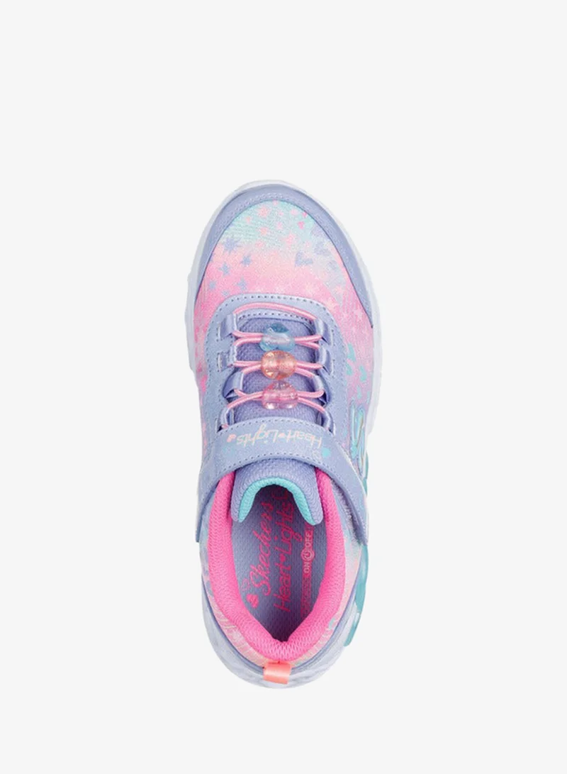 سكيتشرز أحذية رياضية للبنات بقلوب مضيئة وإغلاق بشريط لاصق