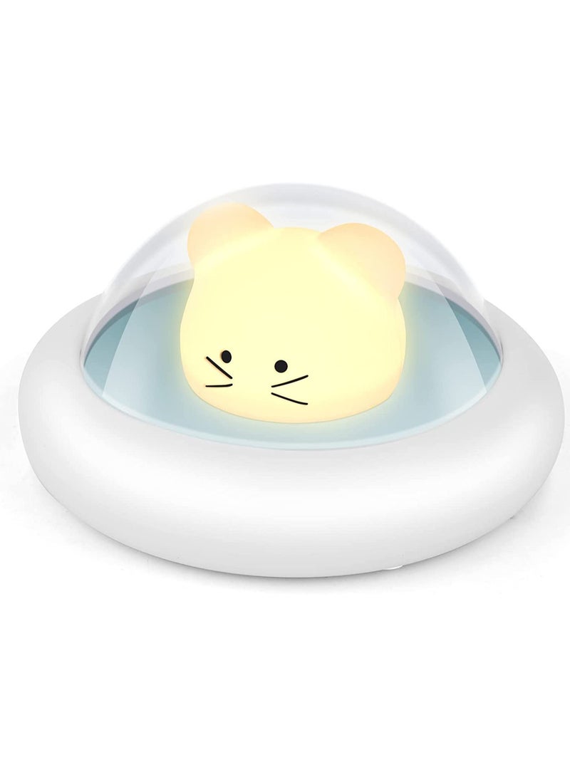 SOLARAE Night Light for Kids with 3 Color Changing Mode Rechargeable LED Night Light with 20 Minutes Timer Press Control Cute Mouse Spaceship Light - Image 1