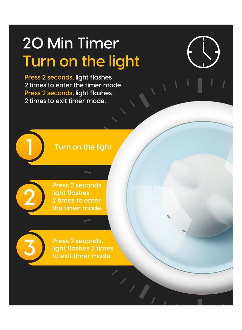 SOLARAE Night Light for Kids with 3 Color Changing Mode Rechargeable LED Night Light with 20 Minutes Timer Press Control Cute Mouse Spaceship Light - Image 5