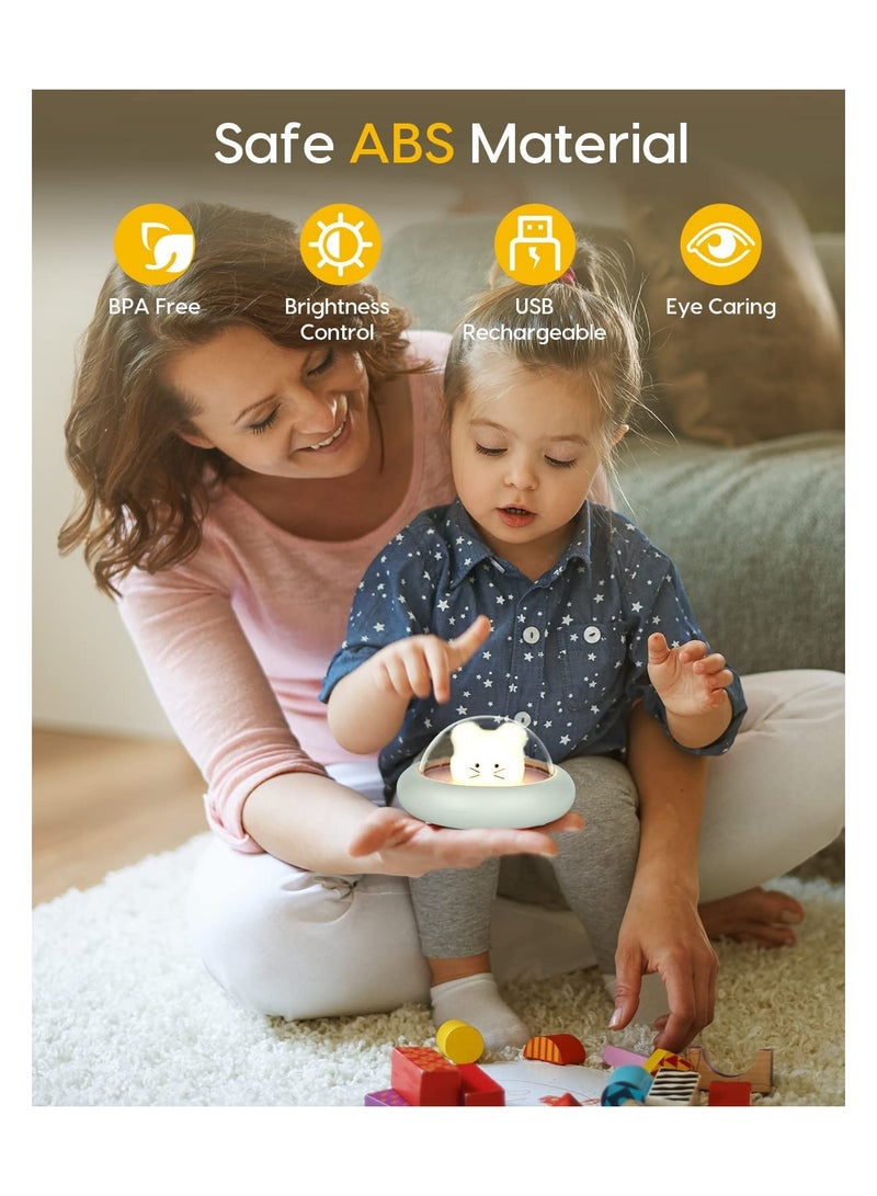 SOLARAE Night Light for Kids with 3 Color Changing Mode Rechargeable LED Night Light with 20 Minutes Timer Press Control Cute Mouse Spaceship Light - Image 2