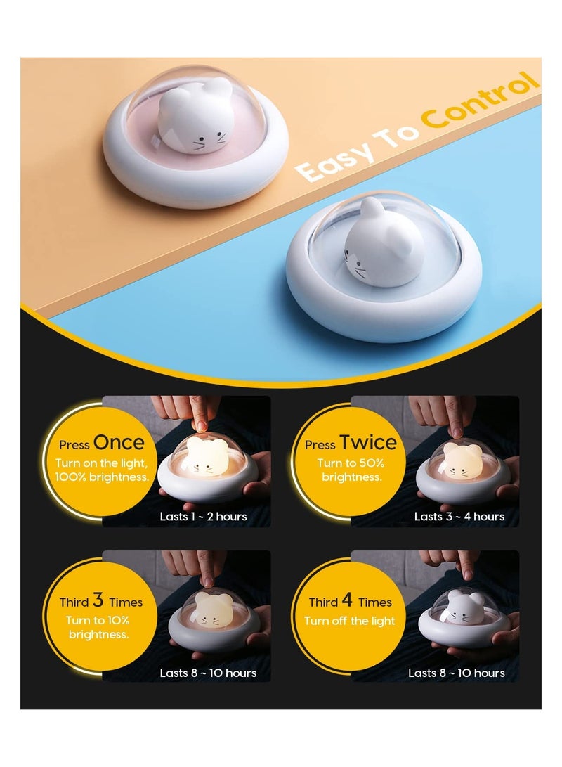 SOLARAE Night Light for Kids with 3 Color Changing Mode Rechargeable LED Night Light with 20 Minutes Timer Press Control Cute Mouse Spaceship Light - Image 4