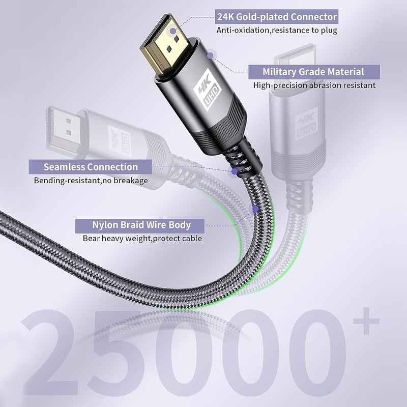 sweguard 4K HDMI Cable 0.5M - High Speed 18Gbps Nylon Braided HDMI 2.0 Cable - Image 5