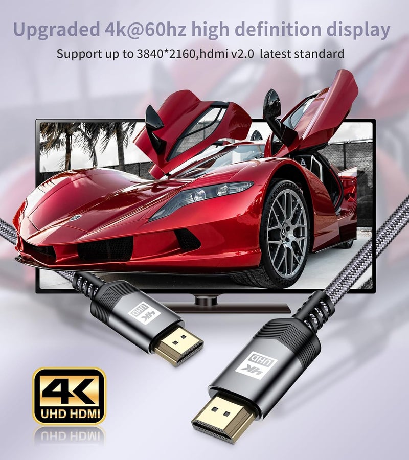 sweguard 4K HDMI Cable 0.5M - High Speed 18Gbps Nylon Braided HDMI 2.0 Cable - Image 2