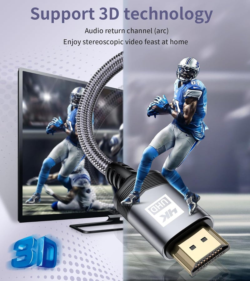 sweguard 4K HDMI Cable 0.5M - High Speed 18Gbps Nylon Braided HDMI 2.0 Cable - Image 3