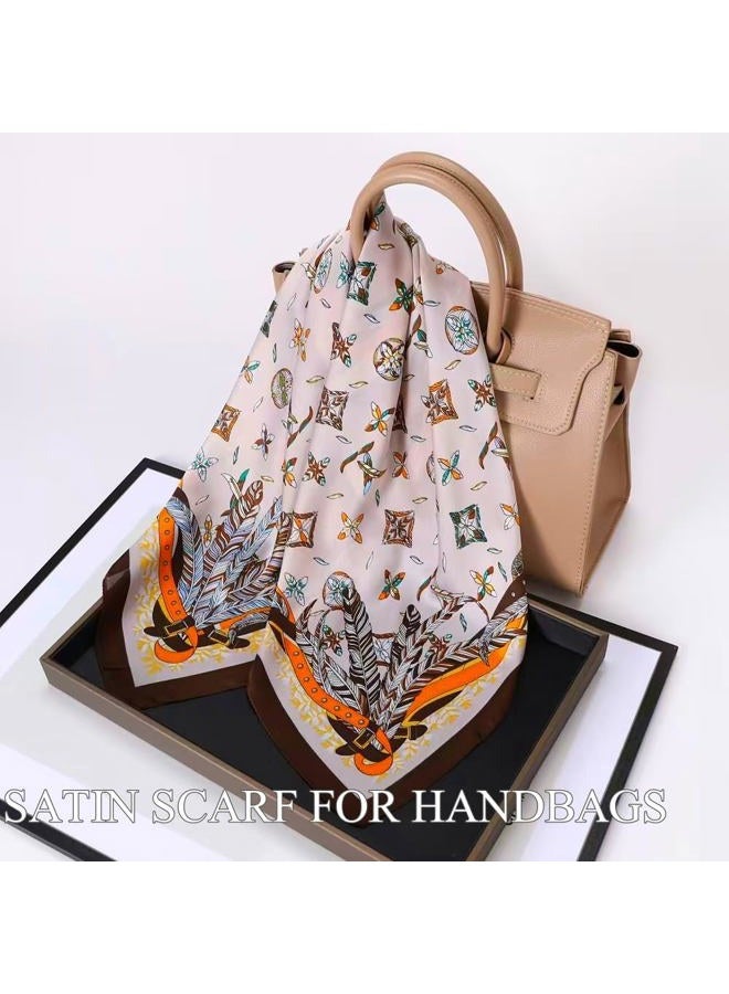Hexchasty Head Hair Scarf Satin Silk Feeling Scarves for Women Lightweight Fashion Bag Purse Scarf for Handbags Accessories, Color-b, M - Image 5