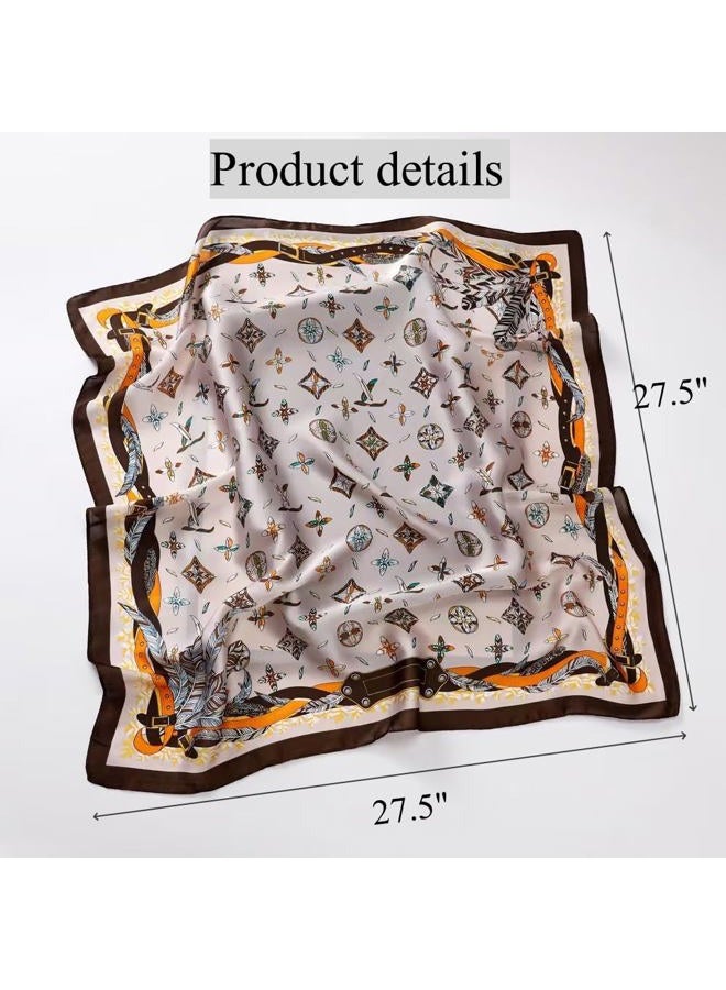 Hexchasty Head Hair Scarf Satin Silk Feeling Scarves for Women Lightweight Fashion Bag Purse Scarf for Handbags Accessories, Color-b, M - Image 2